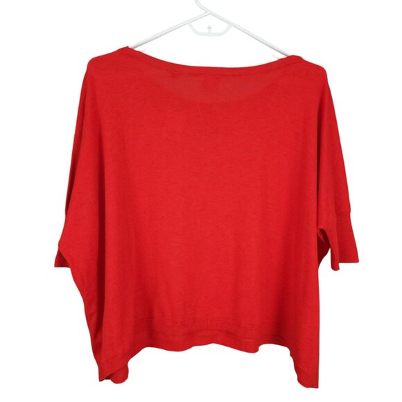 NWT CABI #5279 Sweater XS Cartwheel Pullover True Red Oversized Boxy Cotton Knit - Picture 9 of 12